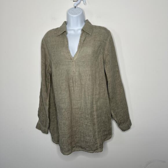 J Jill Linen Shirt Womens Medium Tunic Long Sleeve Relaxed Fit Pullover Top - Picture 11 of 13